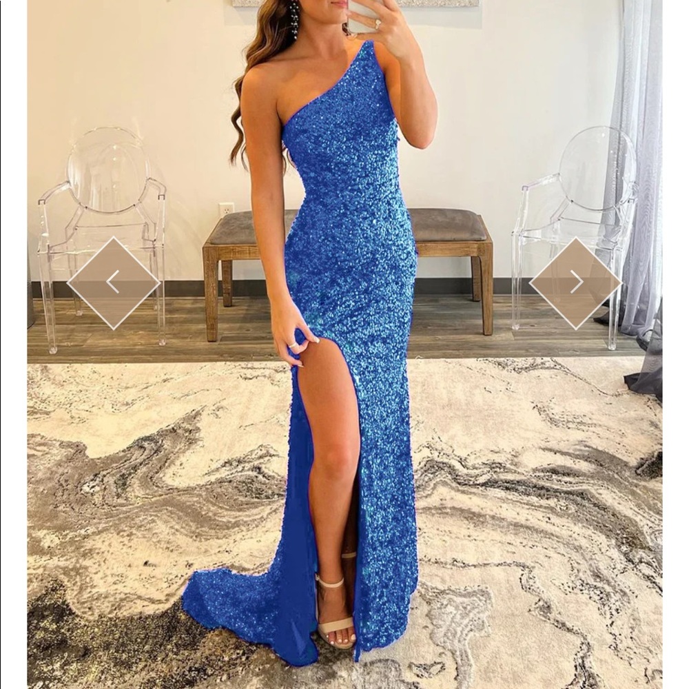 Berlinnova Mermaid Glitter One-Shoulder Backless Prom Dress With Sequins